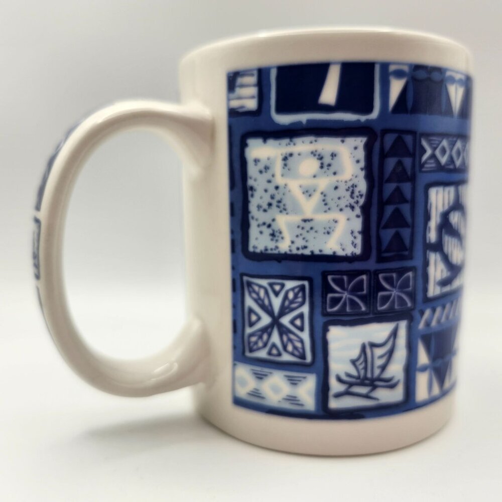 Islander Group Tapa Honu Ceramic Mug 12oz Aloha Petroglyph Turtle Canoe Hawaiian